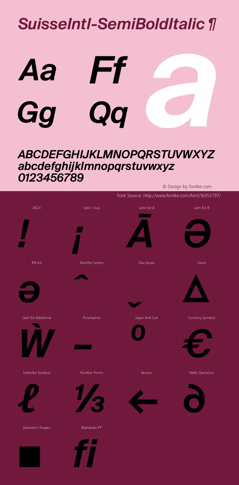 SuisseIntl-SemiBoldItalic ¶ Version 2.100 Font Sample