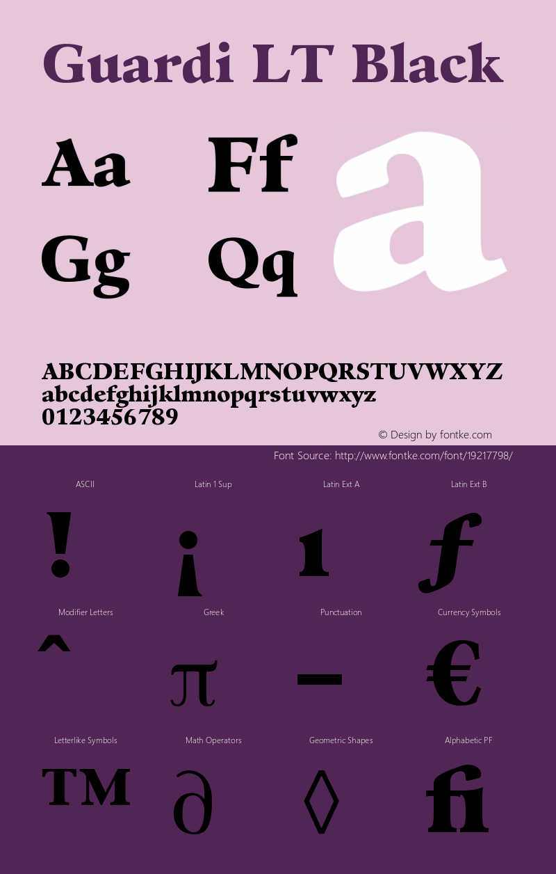 Guardi LT 95 Black Version 006.000 Font Sample