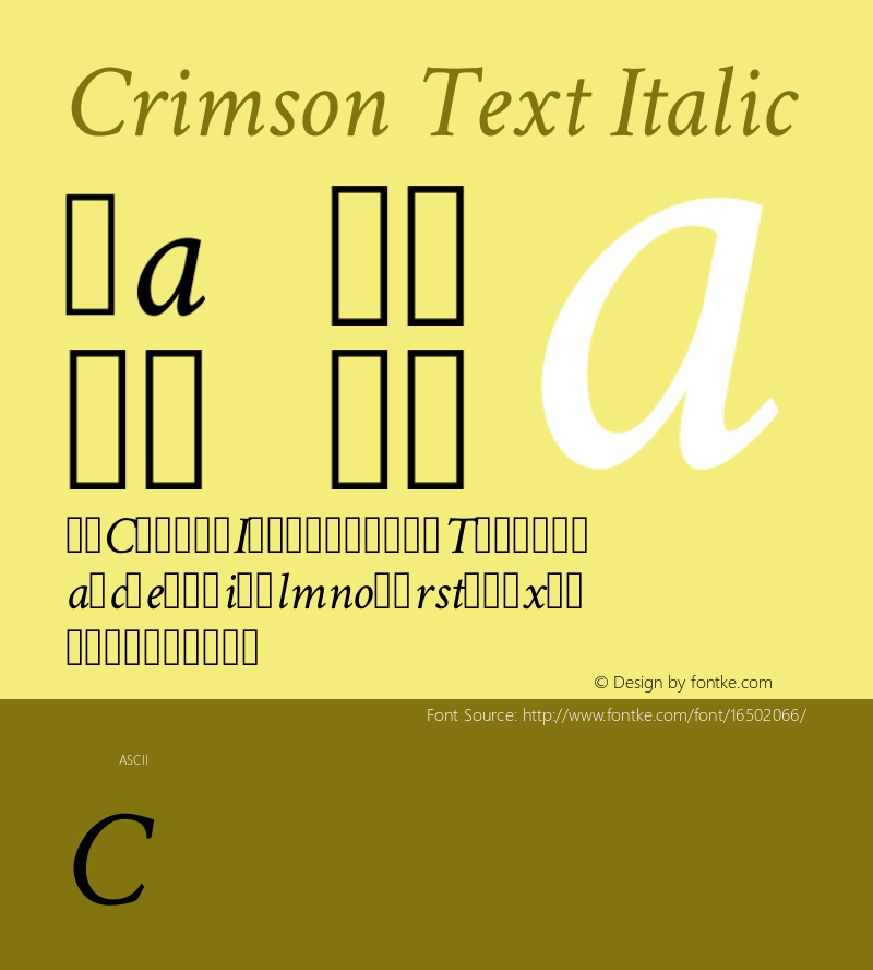 Crimson Text Italic Version 0.12 Font Sample
