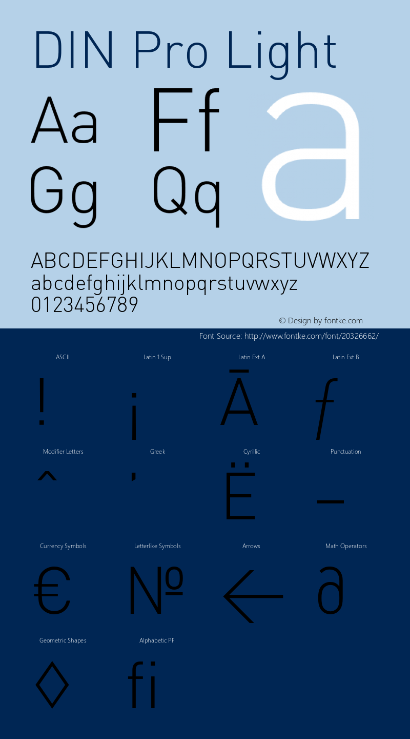 DIN Pro Light Version 7.046 2006 Font Sample