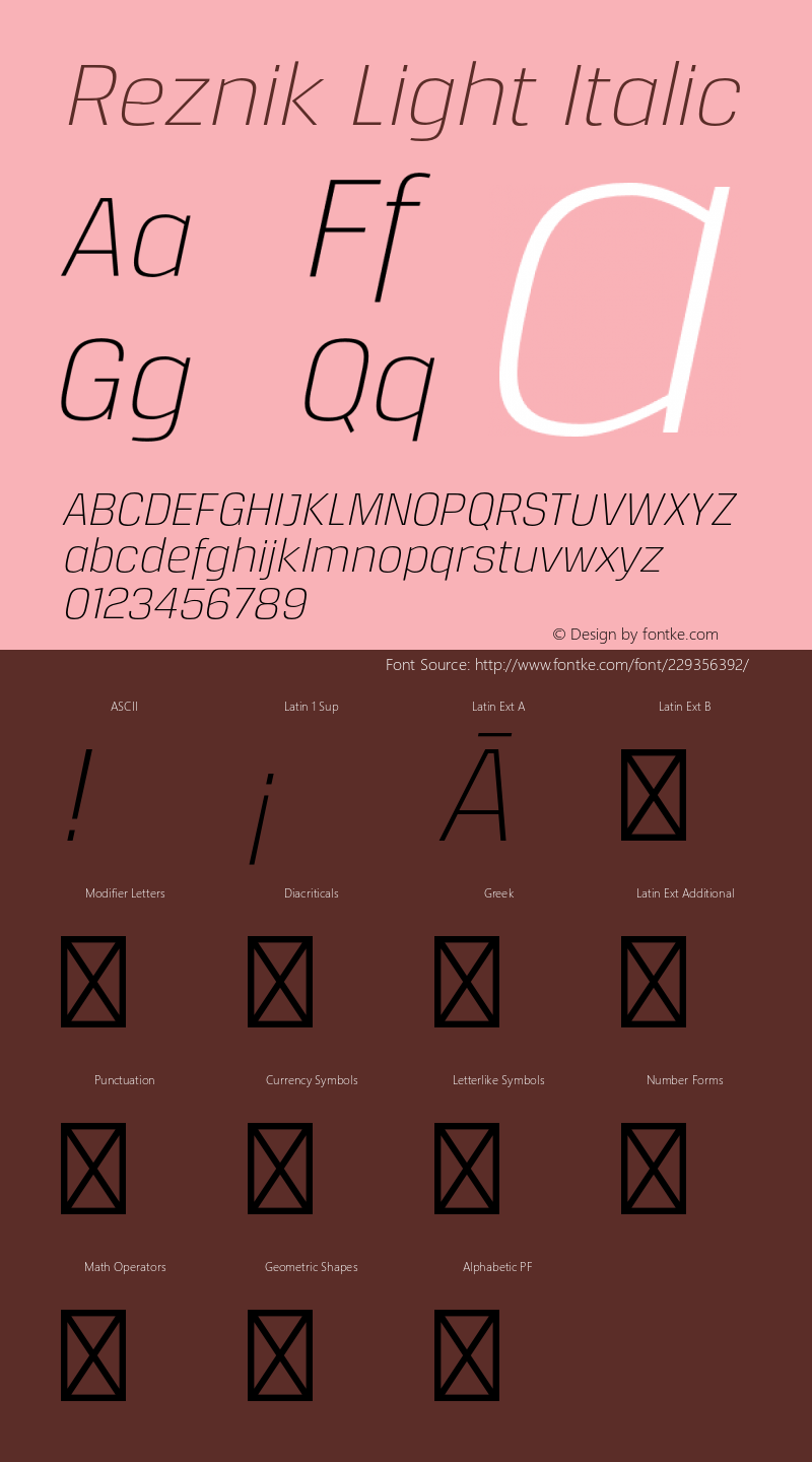 Reznik Light Italic Version 1.001;PS 001.001;hotconv 1.0.70;makeotf.lib2.5.58329图片样张