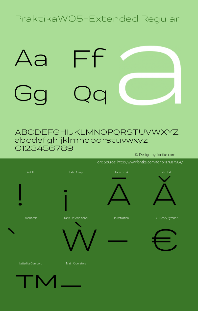 Praktika W05 Extended Version 1.00 Font Sample