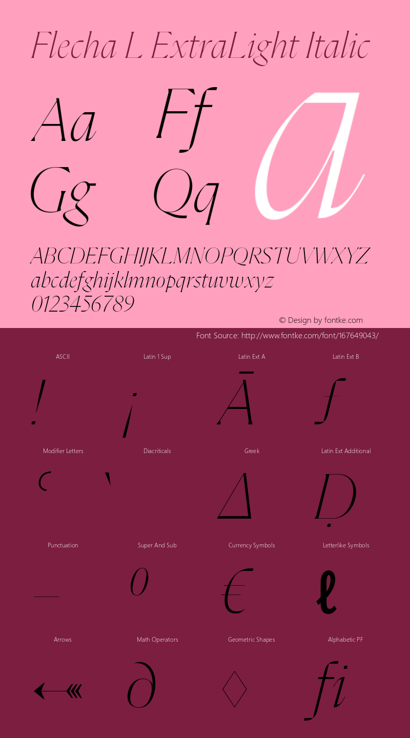 Flecha L ExtraLight Italic Version 2.001图片样张