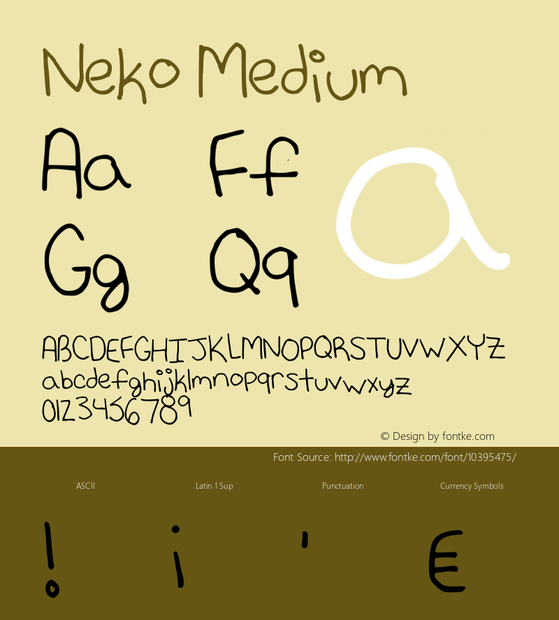 Neko Medium Version 001.000 Font Sample