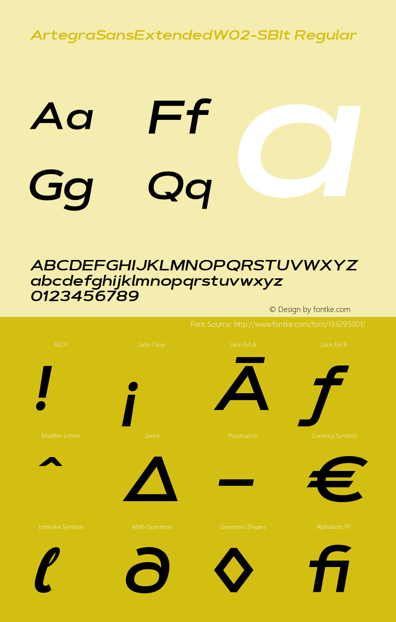 Artegra Sans Extended W02 SB It Version 1.005 Font Sample