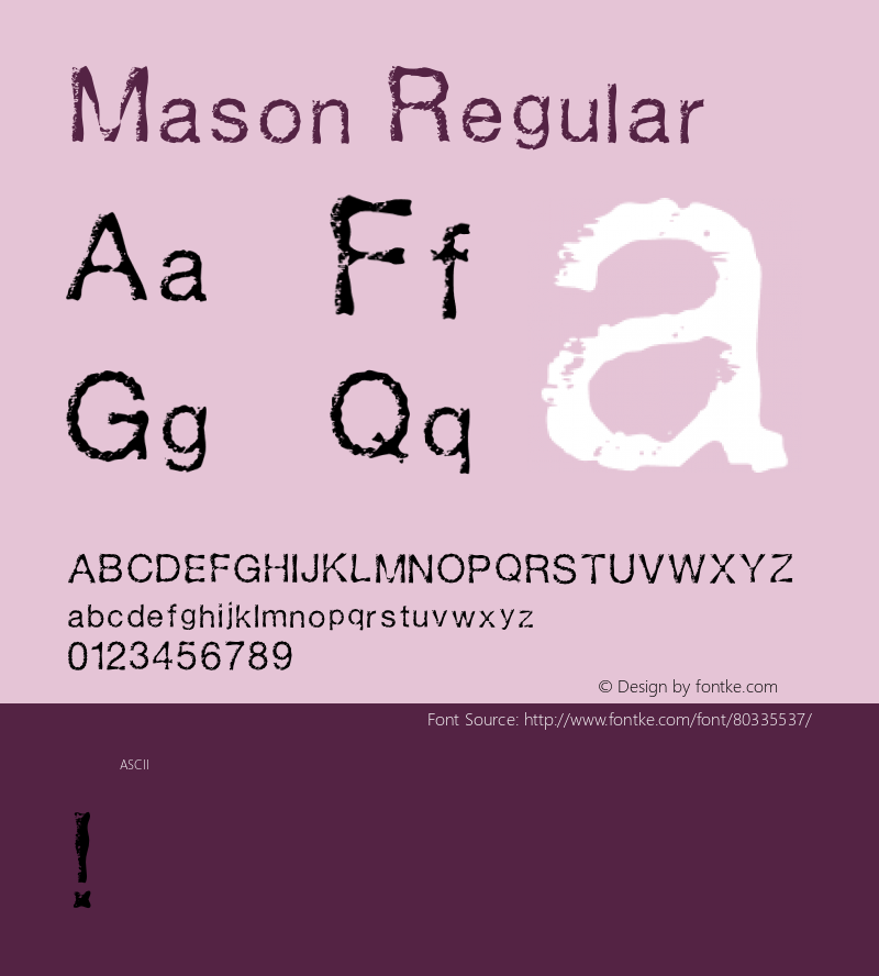 Mason Regular Version 001.000 Font Sample