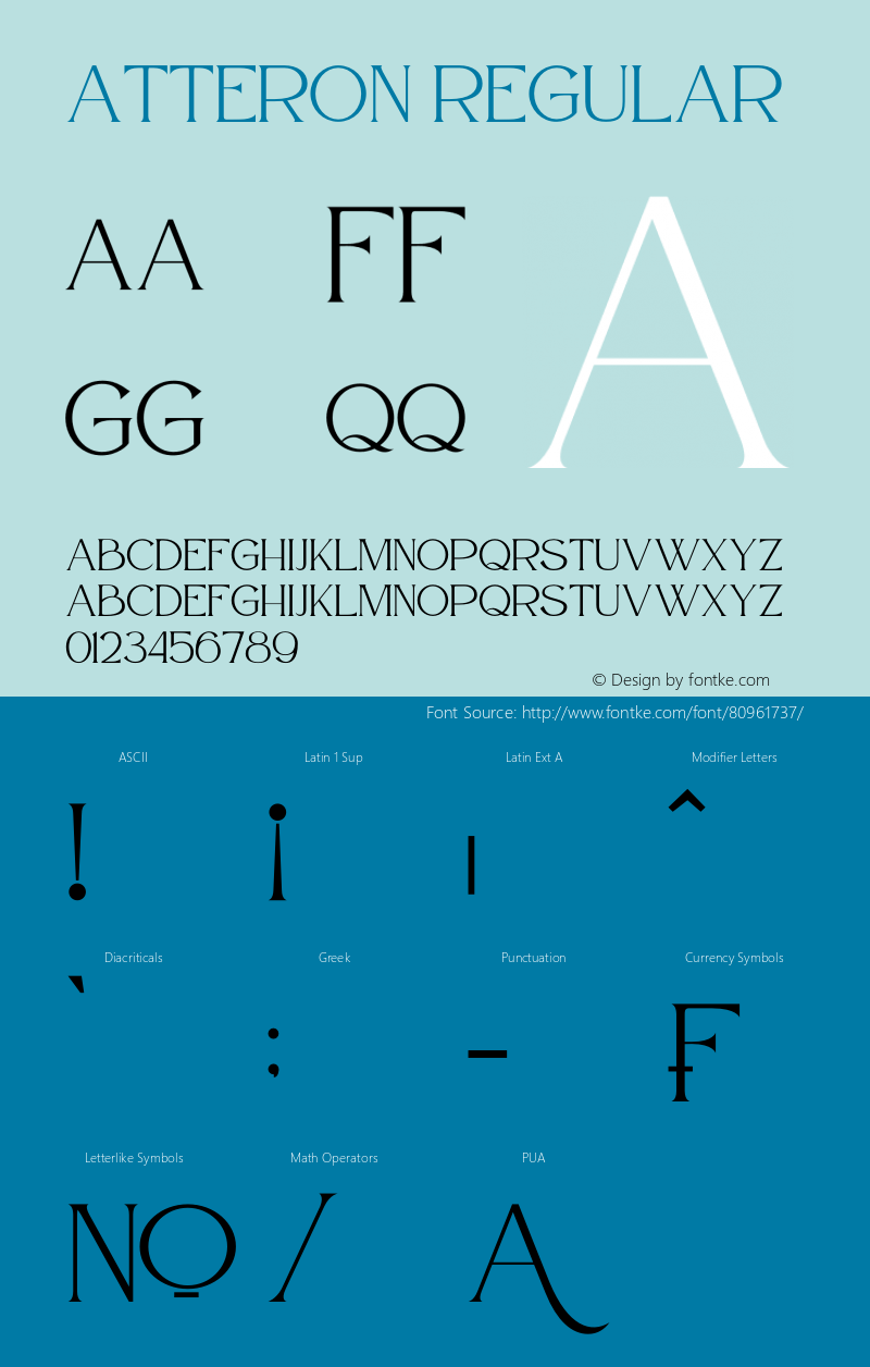 Atteron Version 1.00;October 18, 2020;FontCreator 12.0.0.2552 64-bit Font Sample