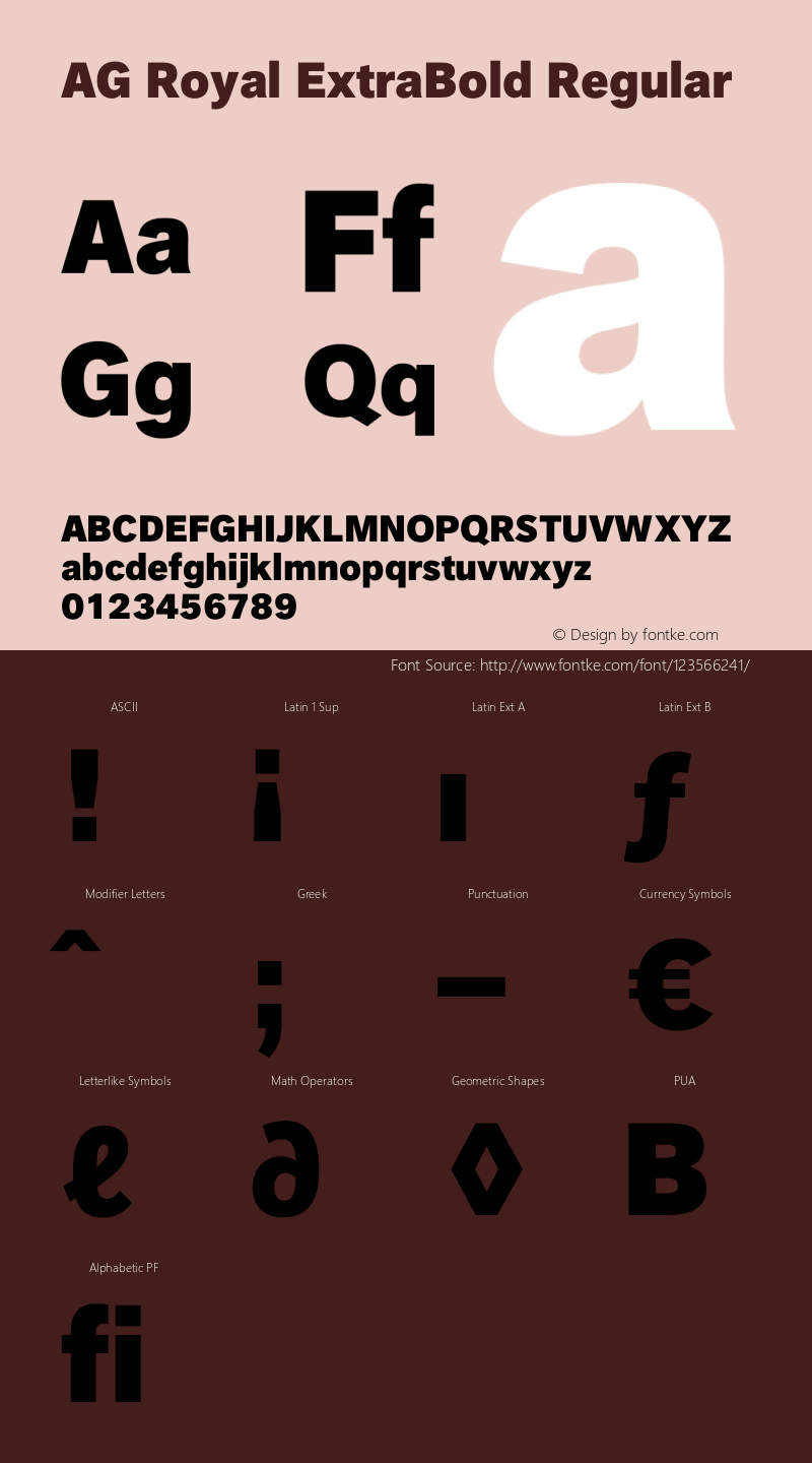 AG Royal ExtraBold Version 001.000;Core 1.0.00;otf.5.04.2741;2012.21W Font Sample