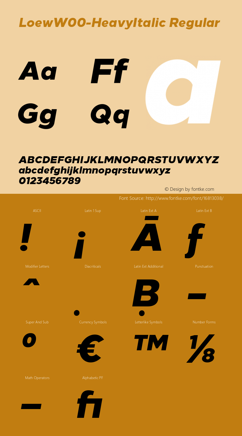 LoewW00-HeavyItalic Regular Version 1.00 Font Sample