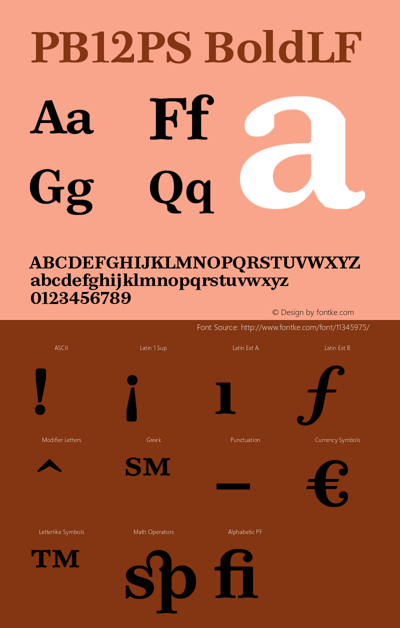 PB12PS BoldLF Version 001.001 Font Sample