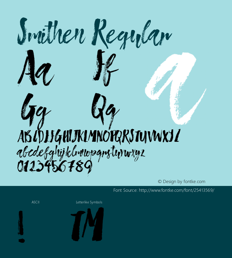 Smithen Version 1.000;PS 001.000;hotconv 1.0.70;makeotf.lib2.5.58329 DEVELOPMENT Font Sample