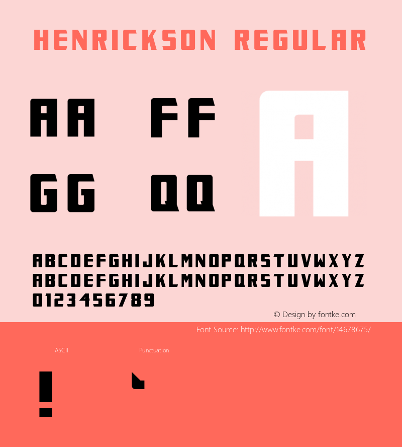 Henrickson Regular Version 1.000 Font Sample