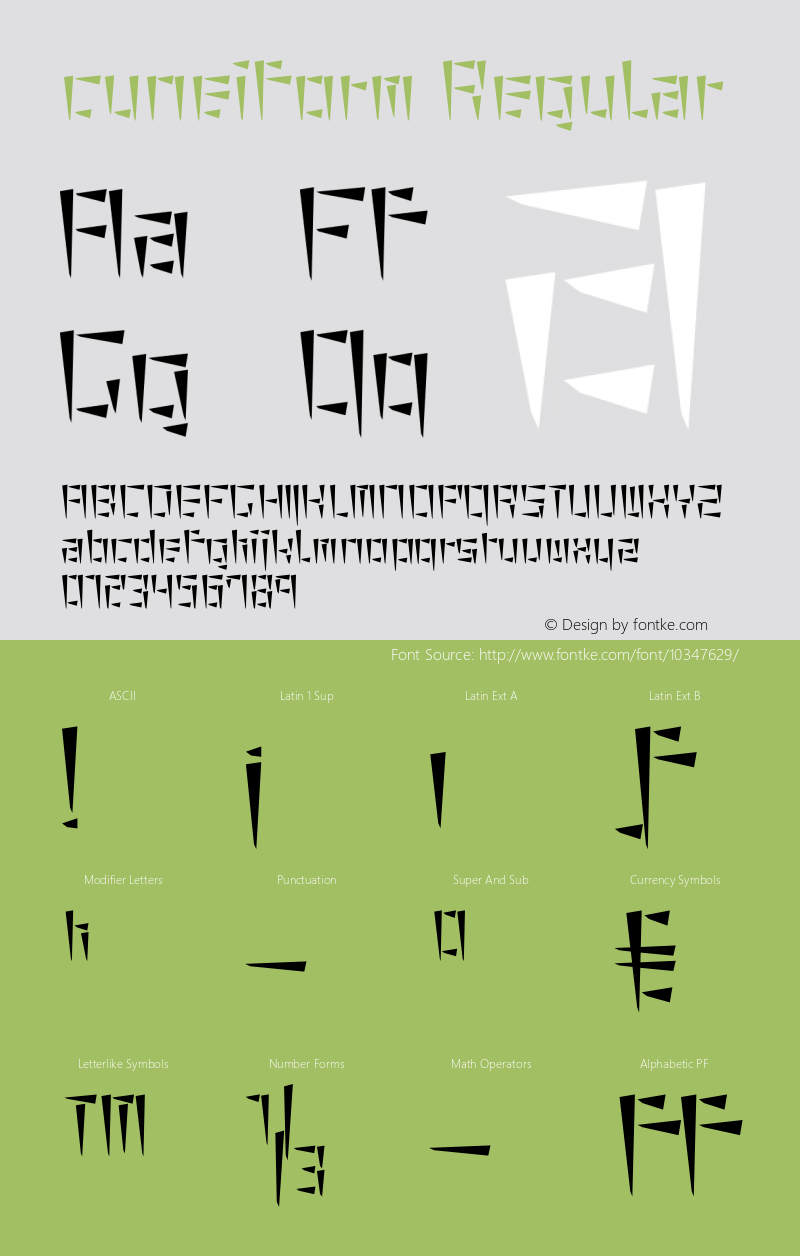 cuneiform Regular Version 2.000 update 2008 14 Oct Font Sample