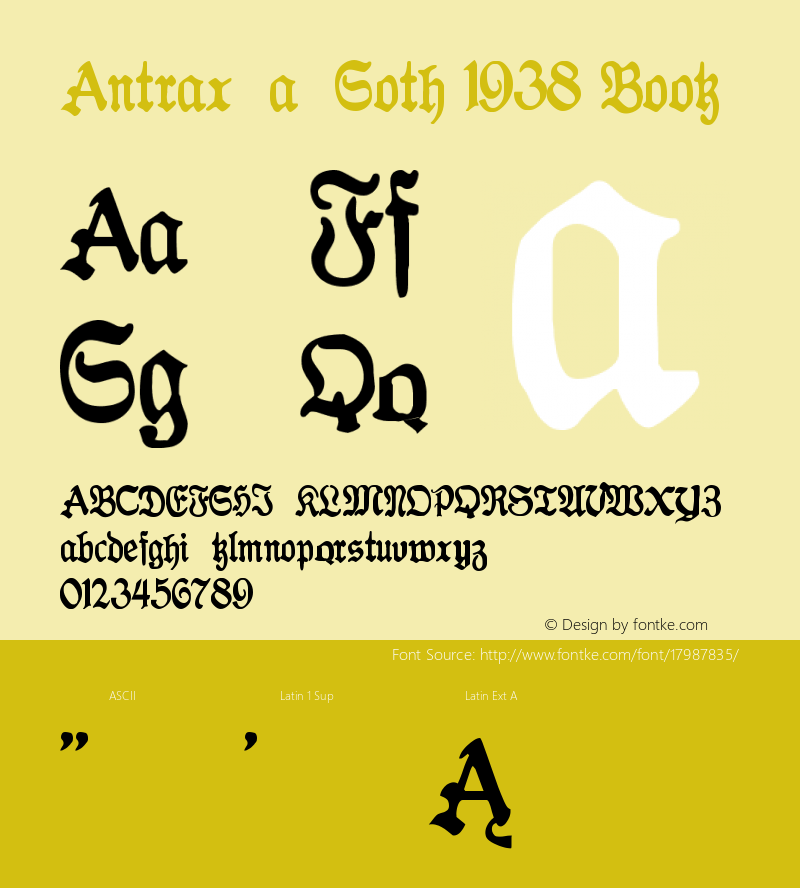 Antraxja  Goth 1938 Book Version 1.000;PS 001.000;hot Font Sample