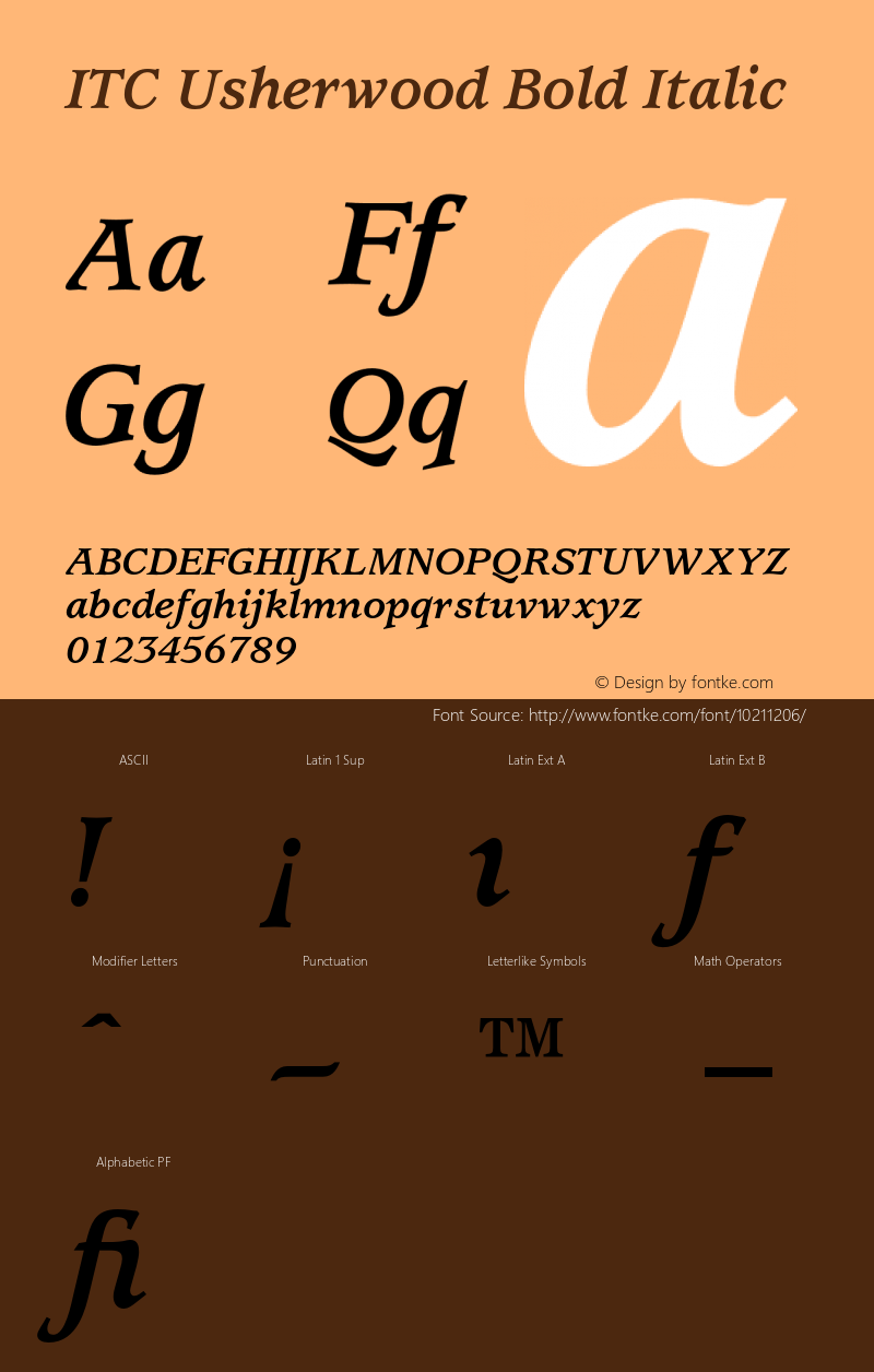 ITC Usherwood Bold Italic 001.000 Font Sample