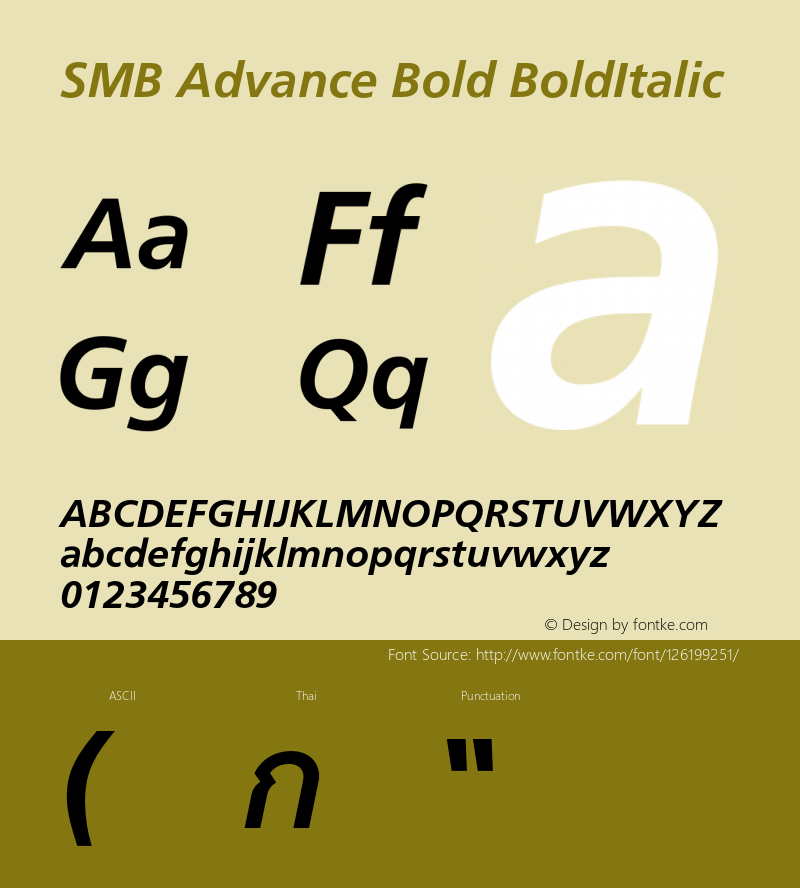 SMB Advance Bold Italic Version Font Sample