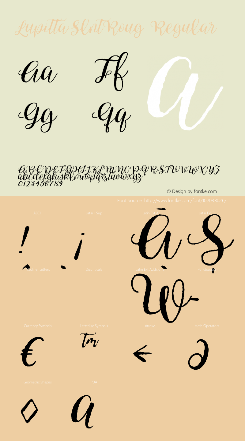 LupittaSlntRoug Version 1.000 Font Sample