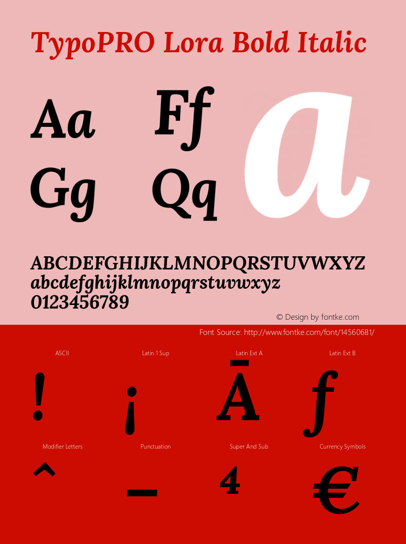 TypoPRO Lora Bold Italic Version 1.014 Font Sample