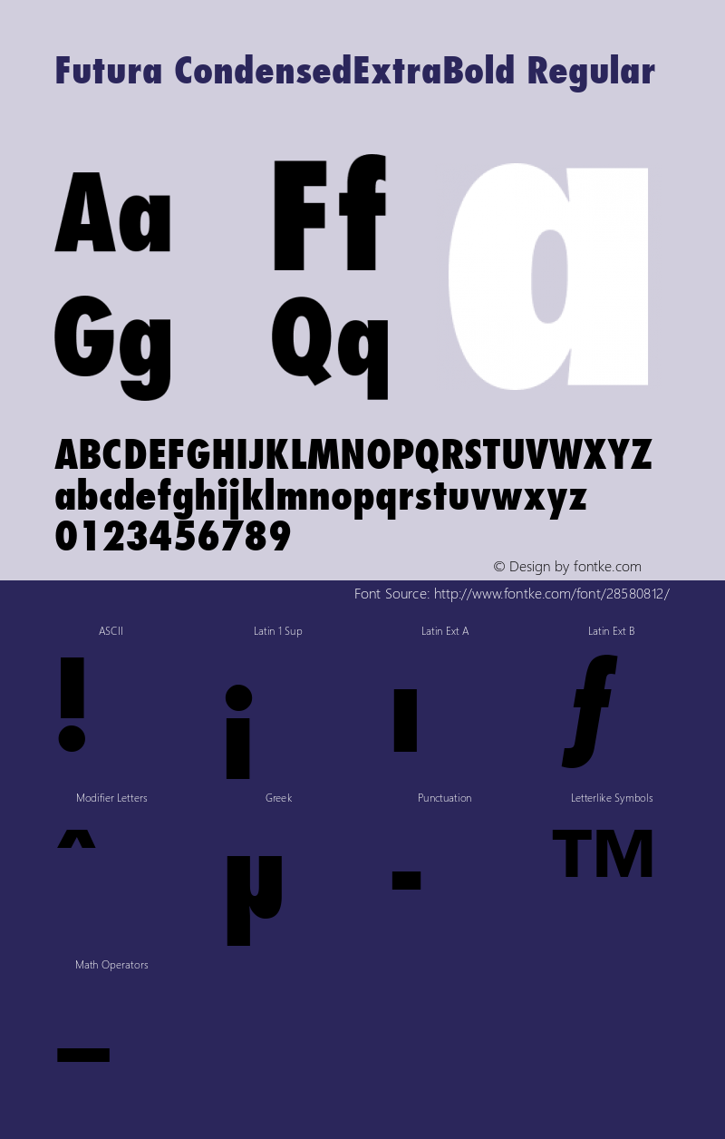 Futura Condensed Extra Bold V.2.0 Font Sample