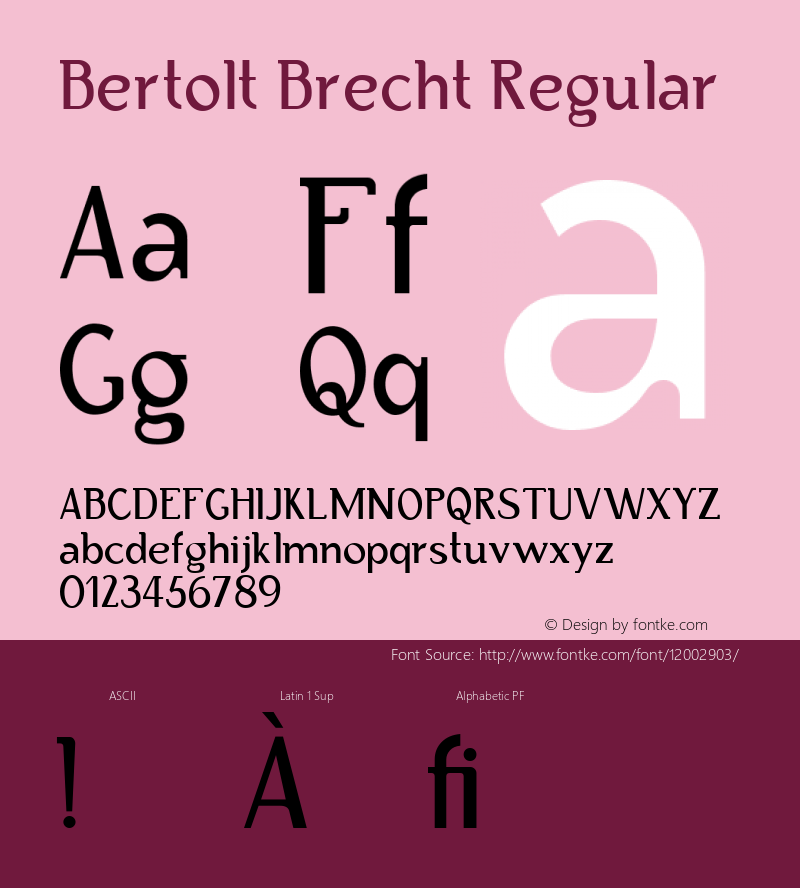 Bertolt Brecht Regular Version 1.001 Font Sample