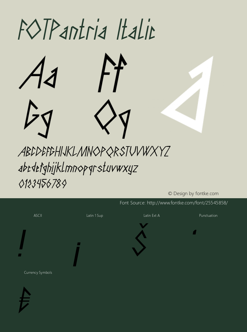 FOTPantria-Italic Version 1.000 Font Sample