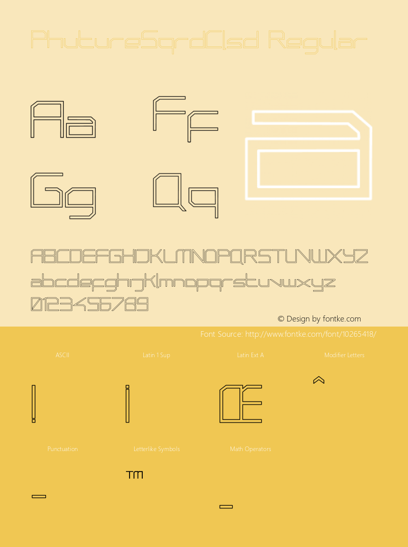 PhutureSqrdClsd Regular 001.000 Font Sample