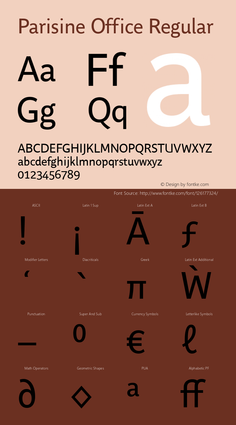 Parisine Office Version 1.3 2005 Font Sample