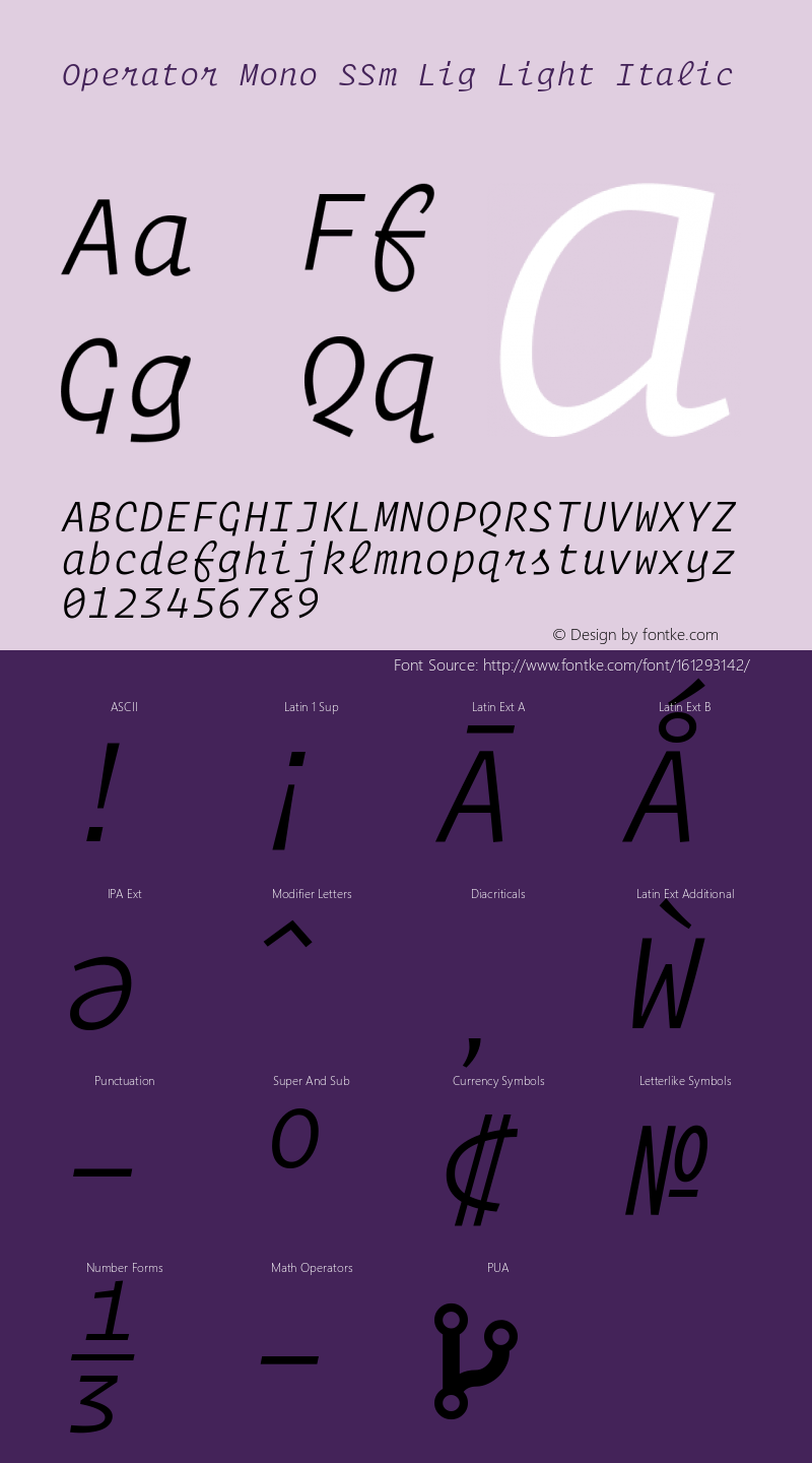 Operator Mono SSm Lig Light Italic Version 1.200 Font Sample