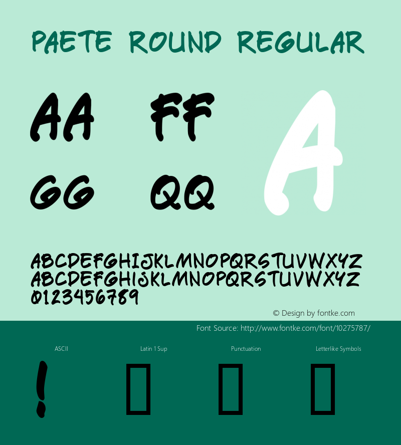 Paete Round Regular Macromedia Fontographer 4.1 10/18/2005 Font Sample