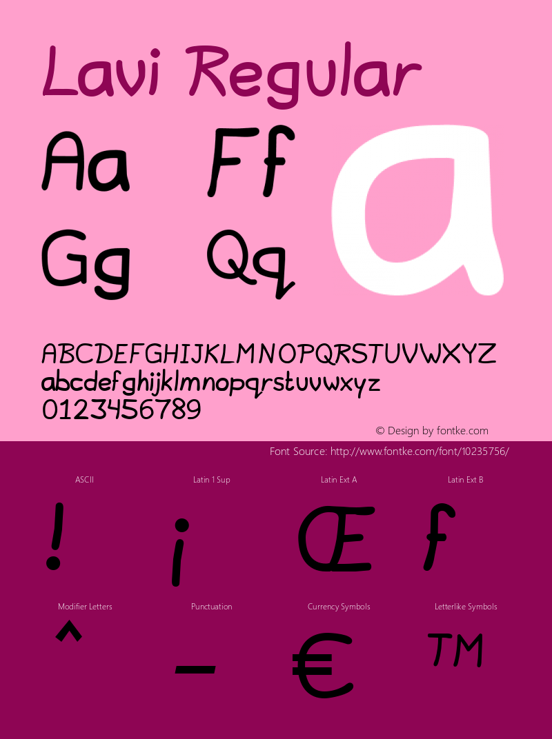 Lavi Regular Version 1.0 Font Sample