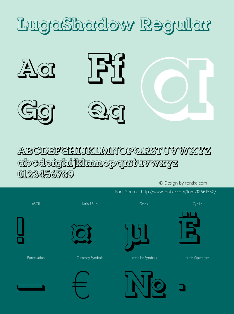 LugaShadow Regular OTF 1.0;PS 1.000;Core 116;AOCM 1.0 28 Font Sample