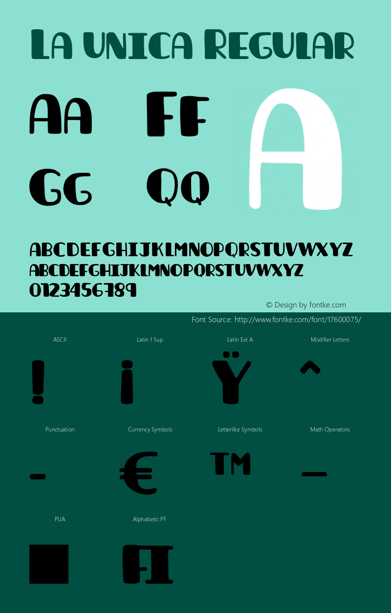 La unica Regular Version 1.000 Font Sample