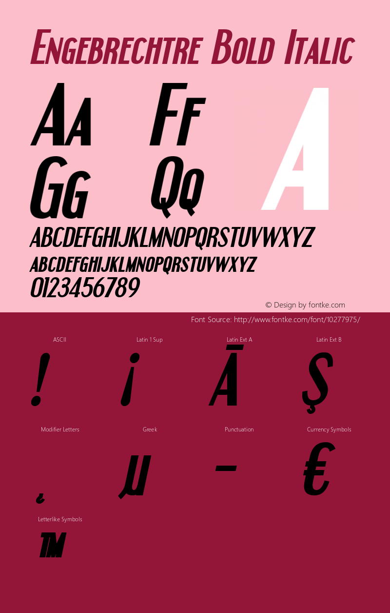 Engebrechtre Bold Italic OTF 3.000;PS 001.001;Core 1.0.29 Font Sample