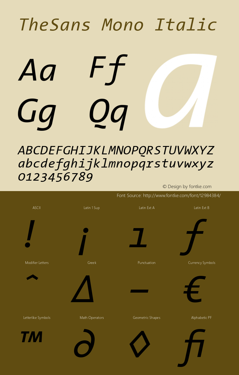 TheSans Mono Italic 001.000 Font Sample