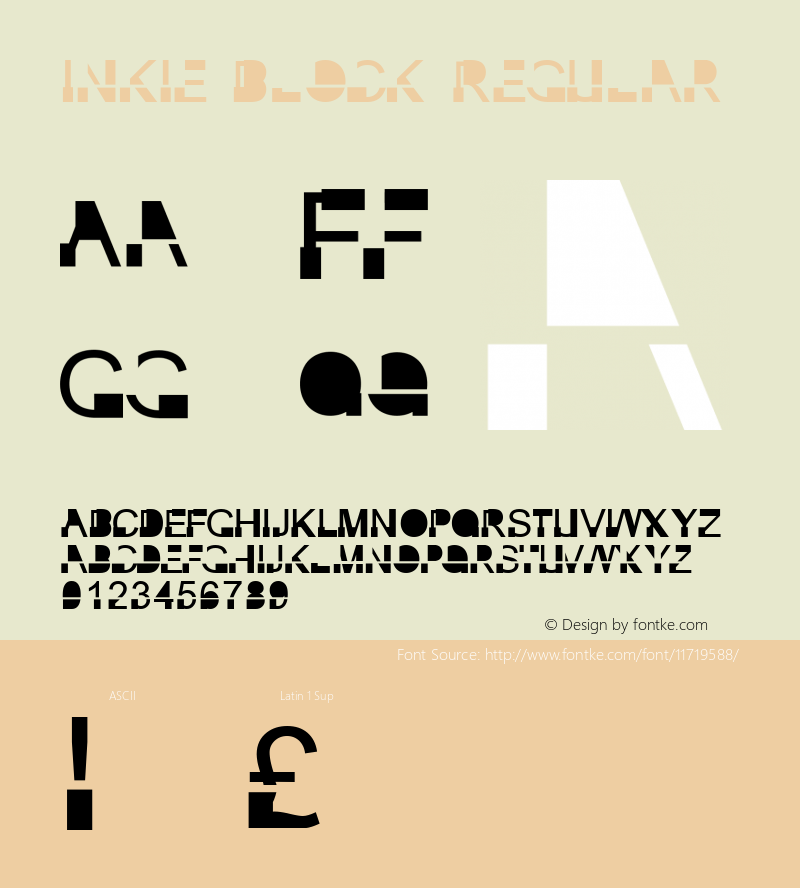 Inkie Block Regular Version 1.00 2012 Font Sample