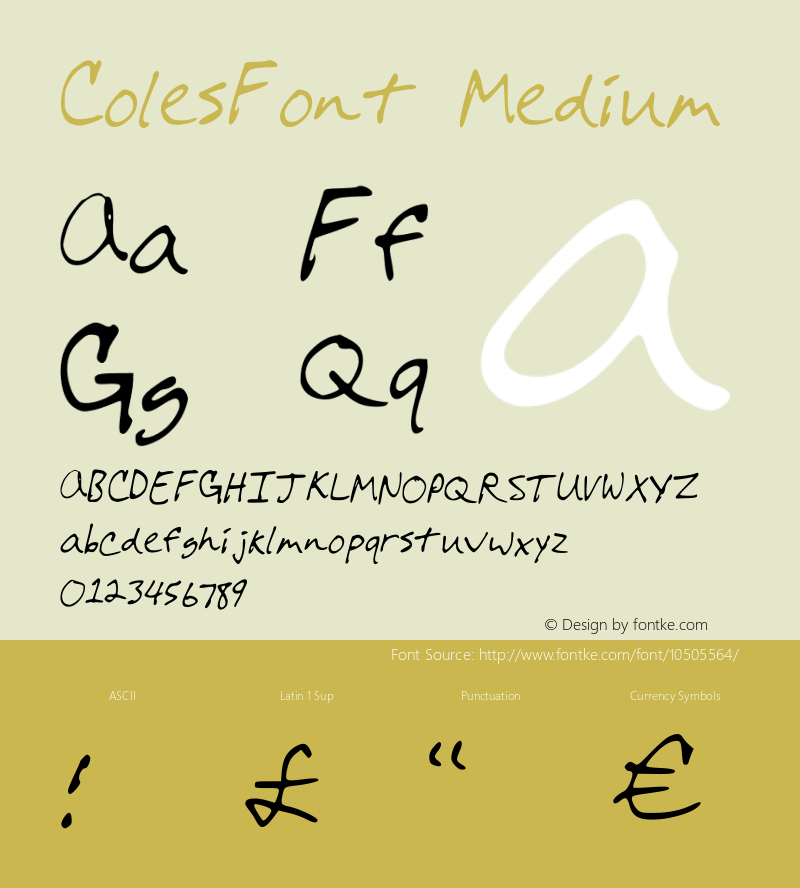 ColesFont Medium Version 001.000 Font Sample