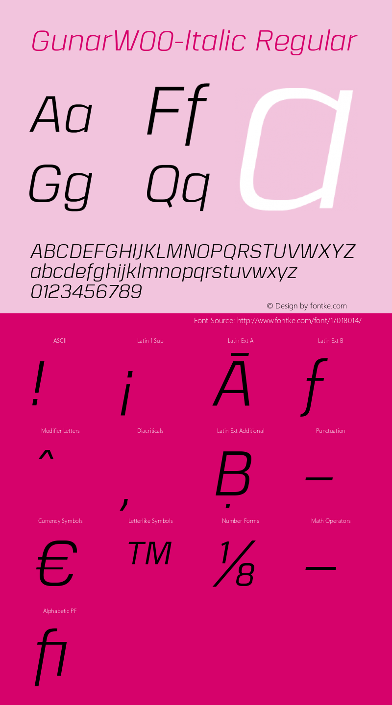 GunarW00-Italic Regular Version 1.00 Font Sample