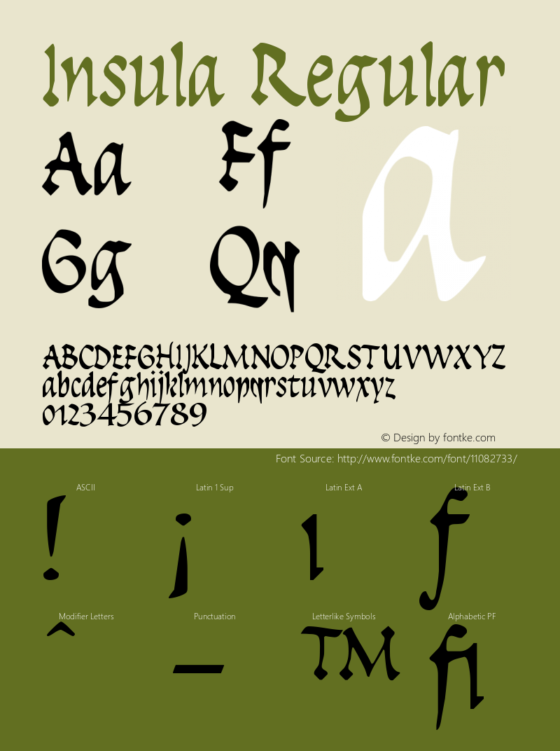 Insula Regular Version 001.001 Font Sample