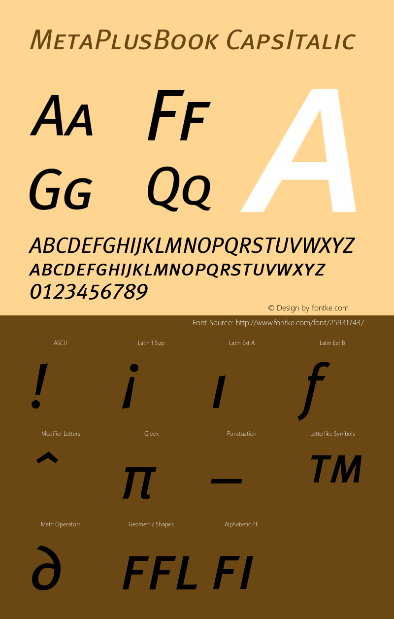 MetaPlusBook-CapsItalic Version 001.000 Font Sample