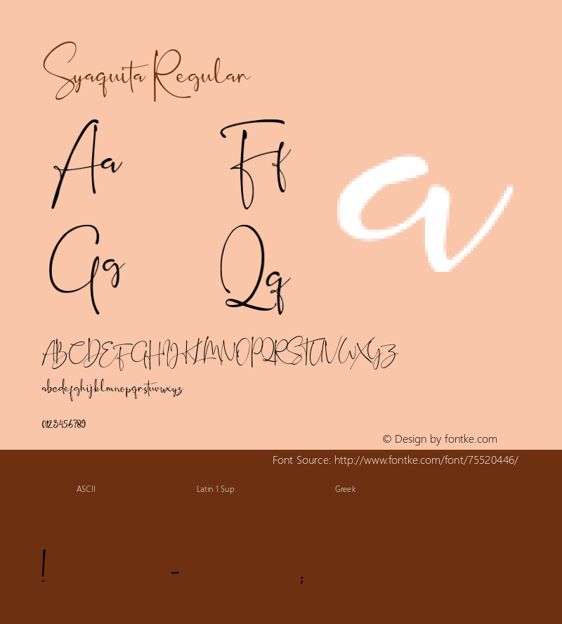 Syaquita Regular Version 1.00;January 31, 2020;FontCreator 11.5.0.2430 32-bit Font Sample
