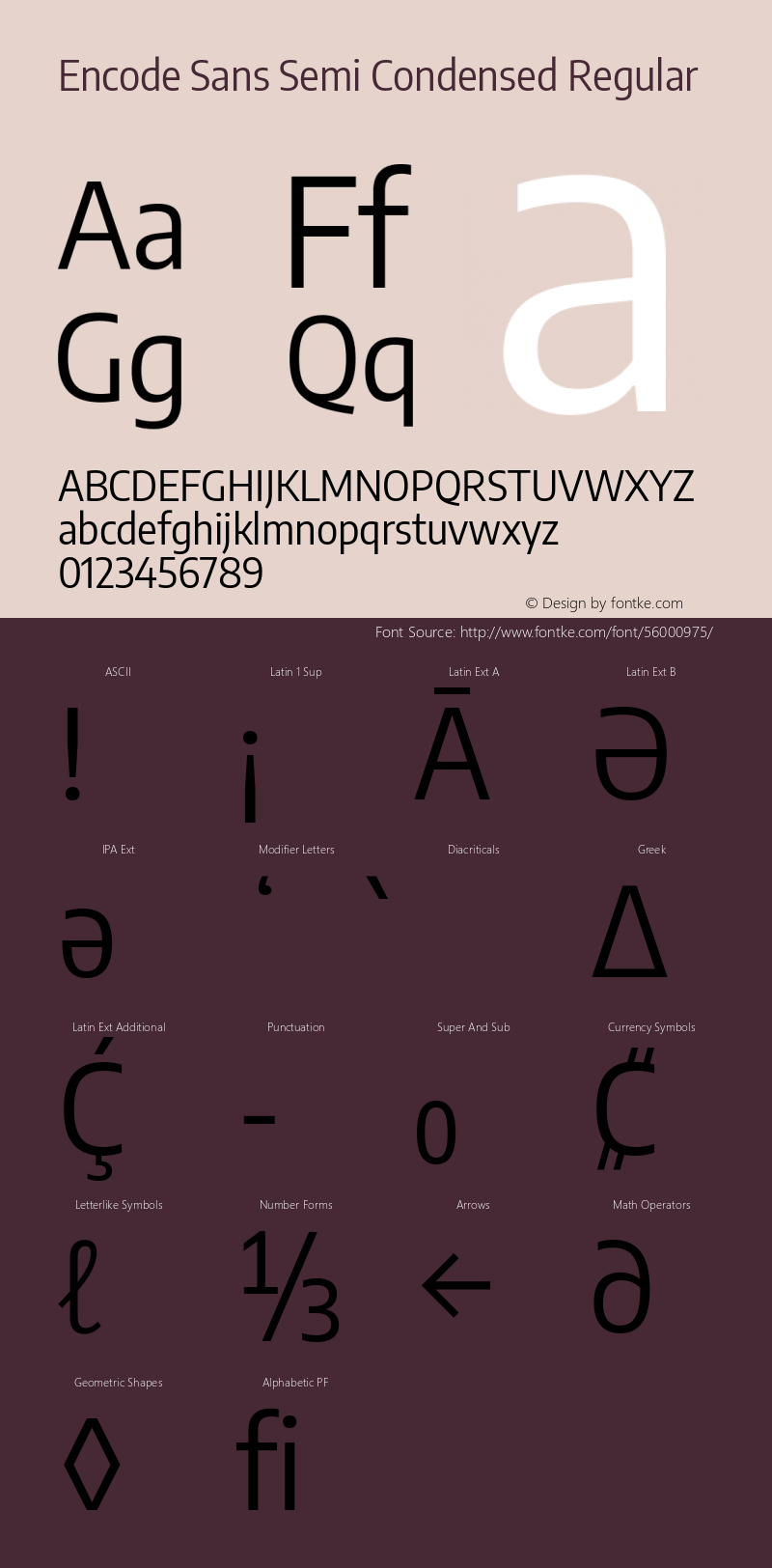 Encode Sans Semi Condensed Regular Version 2.000 Font Sample