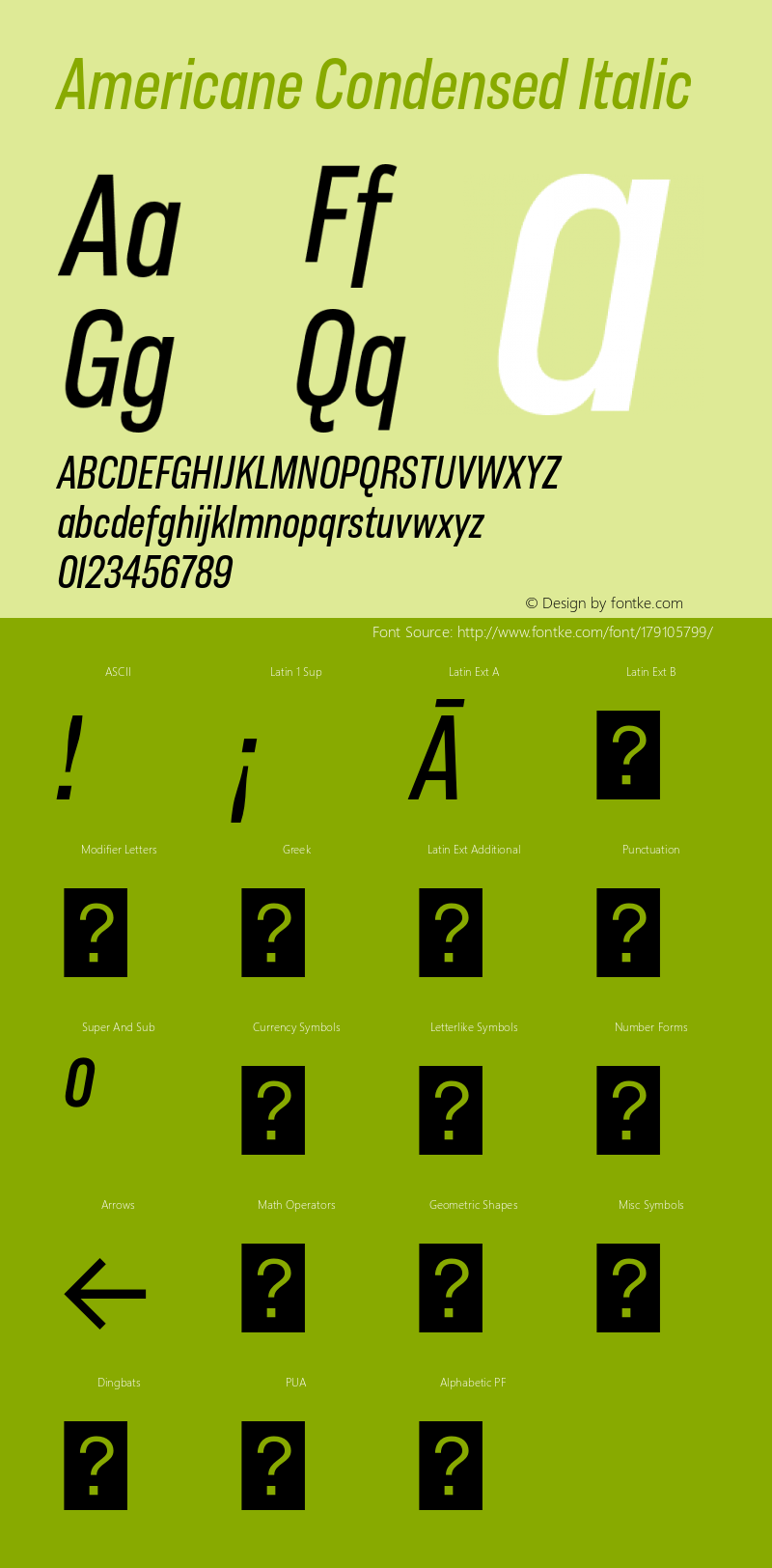 Americane Cond Italic Version 1.000图片样张