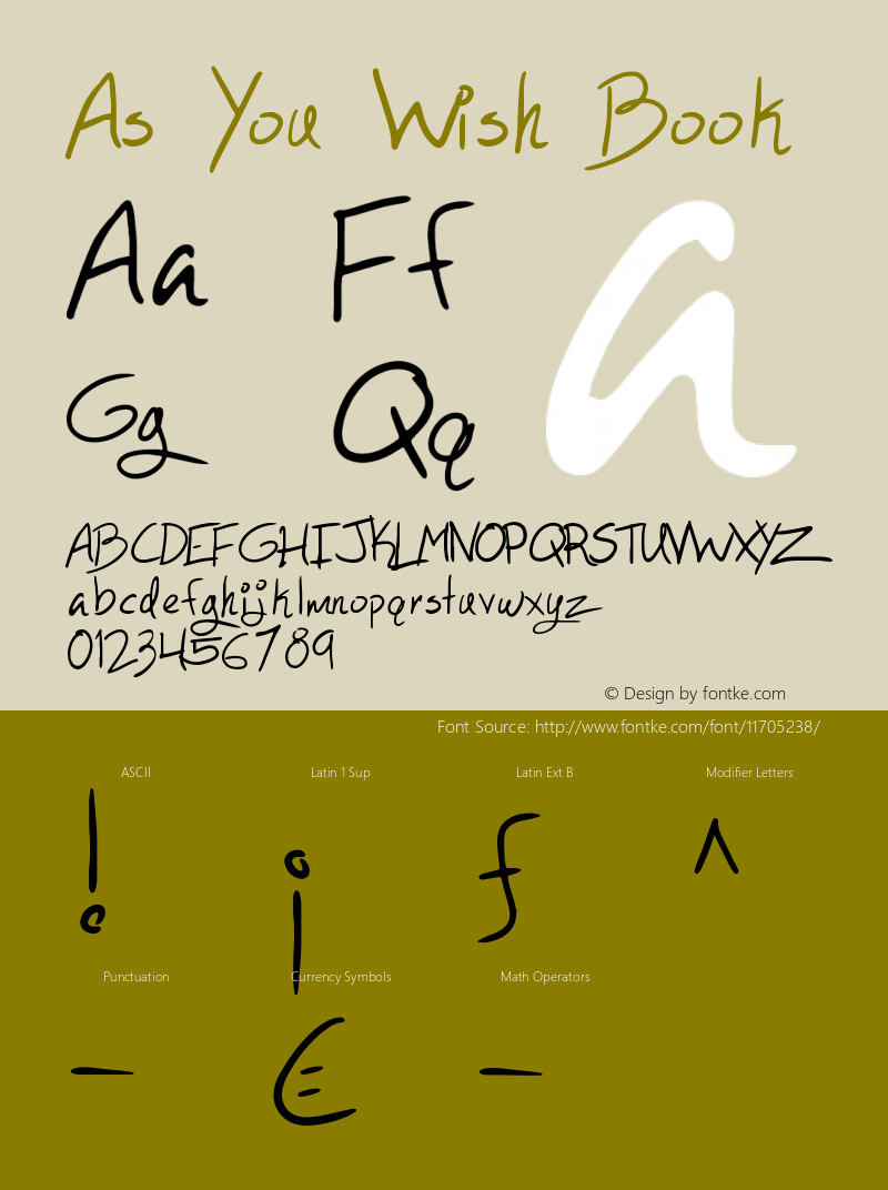 As You Wish Book Version 1.0 Font Sample