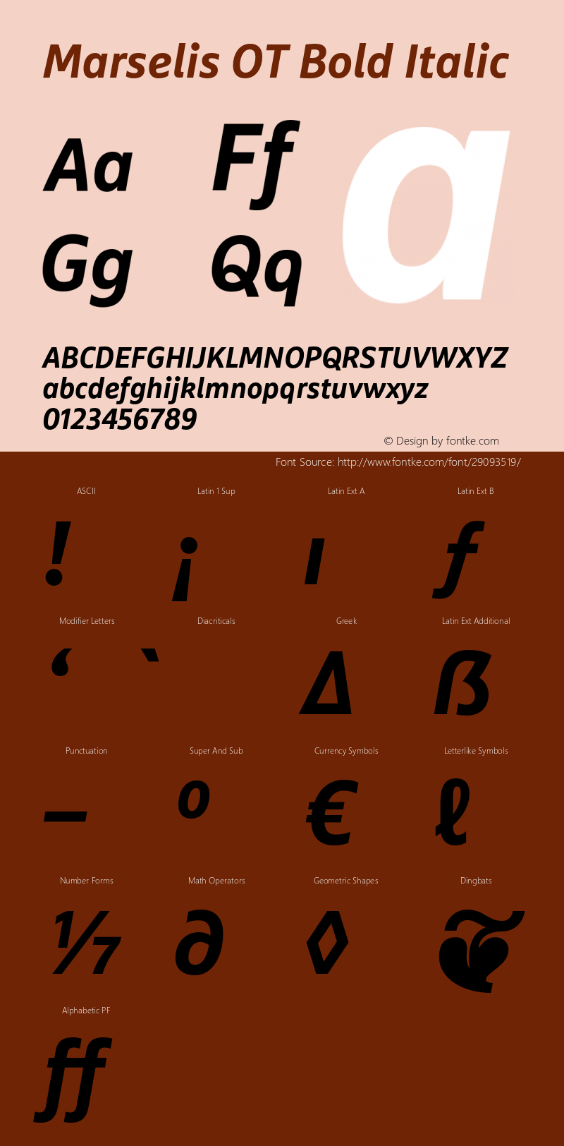 MarselisOT-BoldItalic Version 7.504; 2012; Build 1025 Font Sample