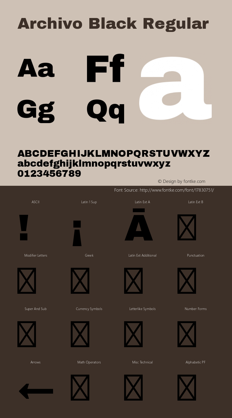 Archivo Black Regular Version 1.003; ttfautohint ( Font Sample