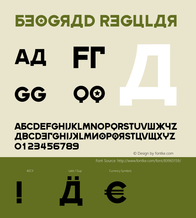 Beograd Regular Version 1.000 Font Sample