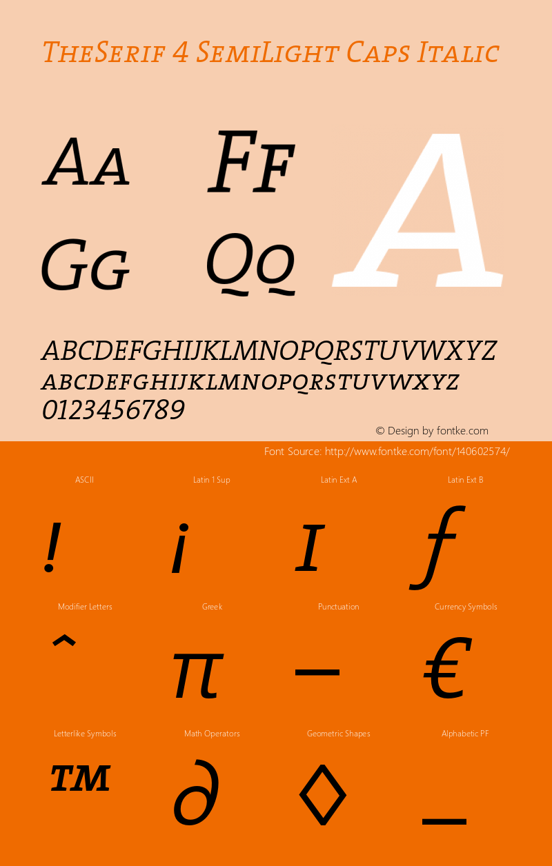 TheSerif-4SemiLightCapsItalic 1.0 Font Sample