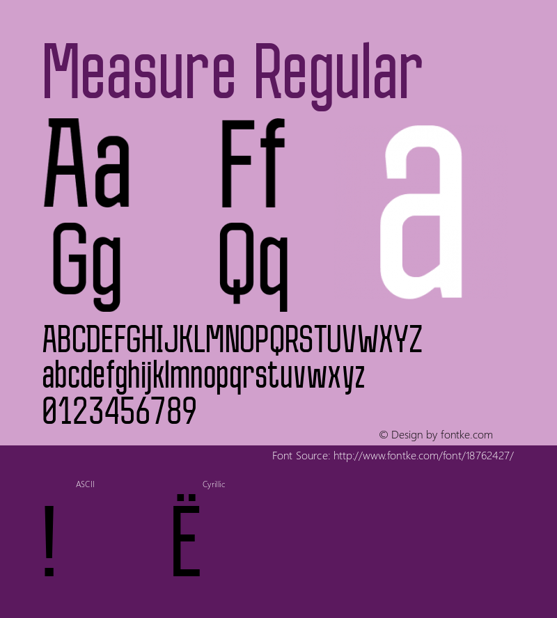 Measure Regular Version 1.000; ttfautohint (v1.4.1) Font Sample