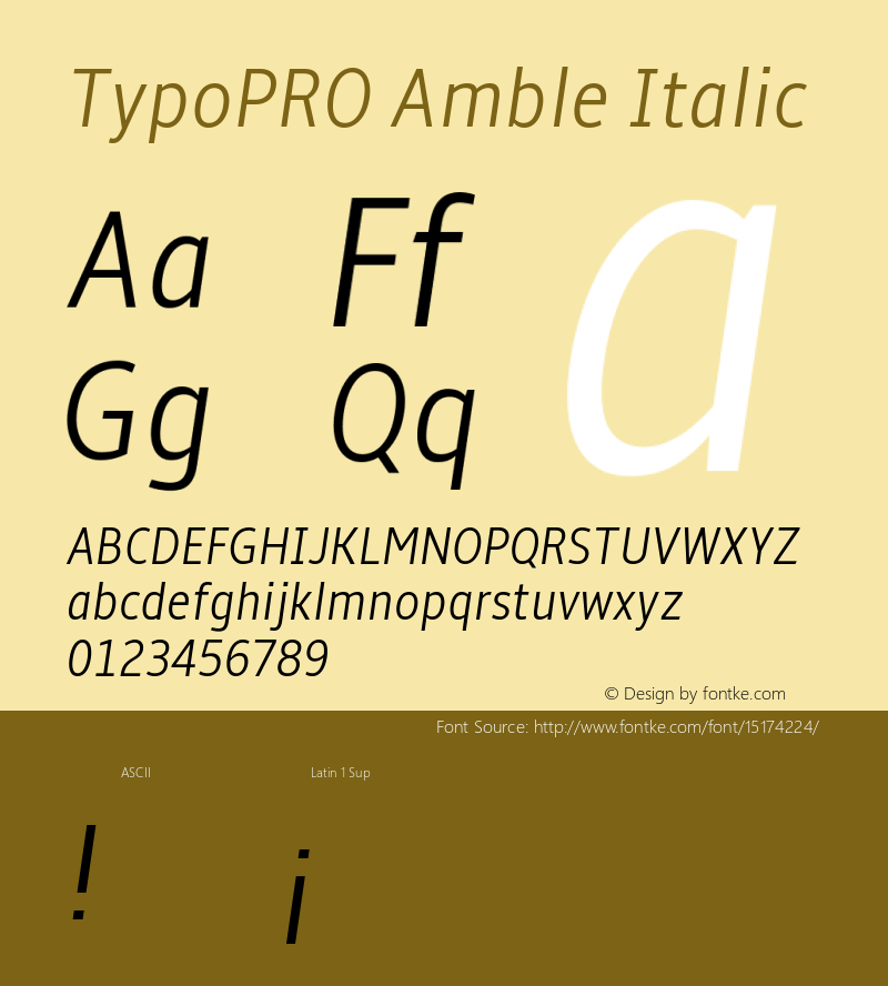 TypoPRO Amble Italic Version 1.00000; 2009 Font Sample