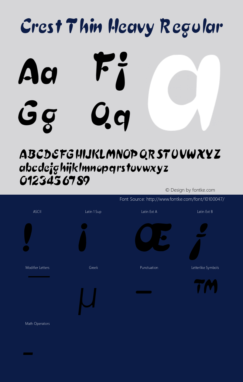 Crest Thin Heavy Regular Altsys Fontographer 4.1 12/5/94 Font Sample